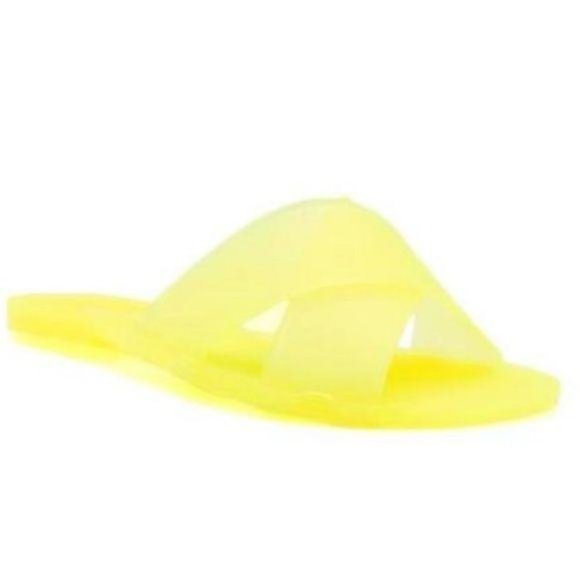 !! NEW !! Matte Jelly Slide Sandals in Neon Yellow - Picture 2 of 4
